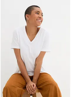 Basic longshirt met V-hals (set van 2), bonprix