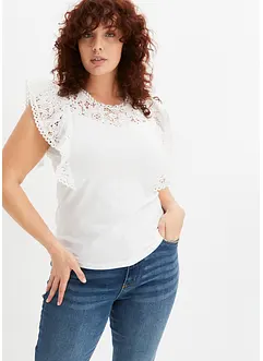Shirt met kant en volants, bonprix