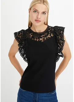 Shirt met kant en volants, bonprix