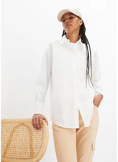 Oversized overhemdblouse met knoopsluiting van katoen, bonprix