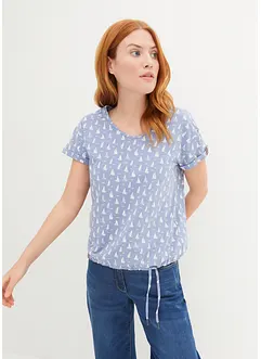 Gedessineerd T-shirt met strikkoordjes, bonprix