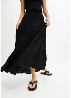 Maxi strokenrok van viscose met structuur, bonprix
