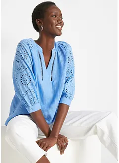 Mousseline tuniek met broderie anglaise, bonprix