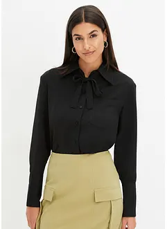 Satijnen blouse met strik, bonprix