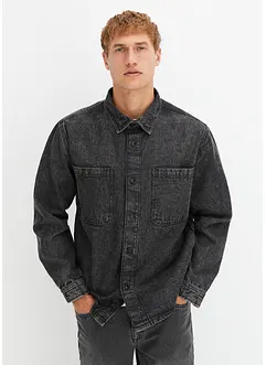 Oversized denim shacket van biologisch katoen, bonprix