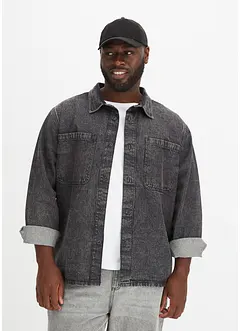 Oversized denim shacket van biologisch katoen, bonprix