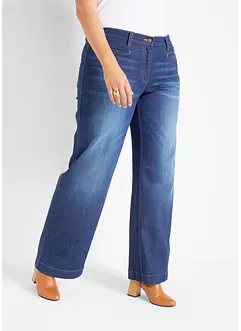 Wide leg mid waist jeans met een comfortabele band, bonprix
