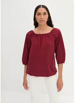 Katoenen shirtblouse met carréhals, halflange mouw, bonprix