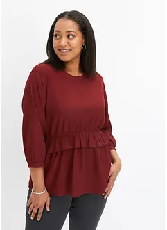 Crinkle shirt met volant, bonprix