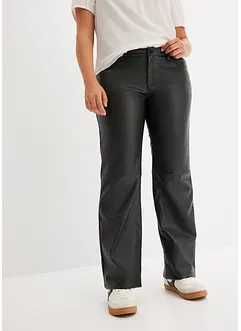 Imitatieleren broek met mid waist, bonprix