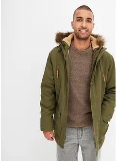 Parka met capuchon met imitatiebont, bonprix