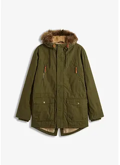 Parka met capuchon met imitatiebont, bonprix