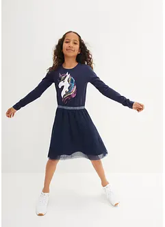 Meisjes jersey jurk met pailletten, bonprix