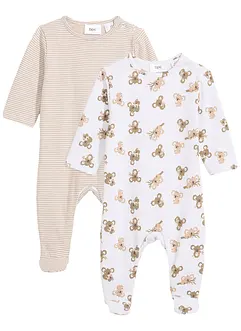 Baby pyjama onesie (set van 2) van biologisch katoen, bonprix