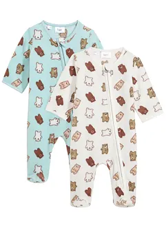 Baby fleece jumpsuit (set van 2), bonprix