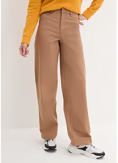 Essential twill broek met high waist, bonprix