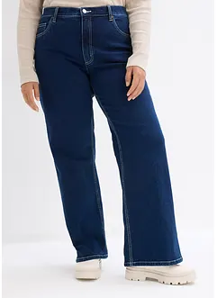 Wide leg jeans met high waist en biologisch katoen, bonprix