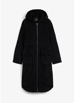 Lange corduroy jas met teddy fleece capuchon, bonprix