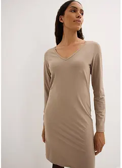 Jersey jurk met V-hals (set van 2), bonprix