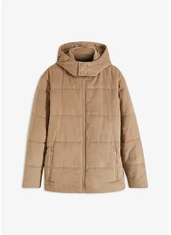 Gewatteerde jas van corduroy met afneembare capuchon, bonprix