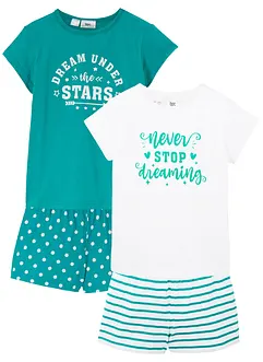 Shortama van katoen met korte mouwen (4-dlg. set), bonprix