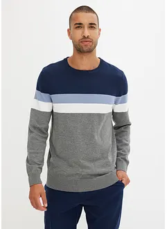 Fijn gebreide trui met colourblocking en katoen, bonprix
