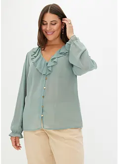 Blouse met volants en kralen, bonprix