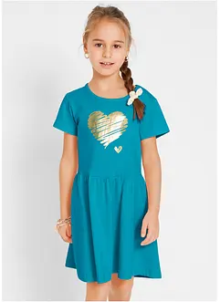 Meisjes jersey jurk (set van 2), korte mouw, bonprix