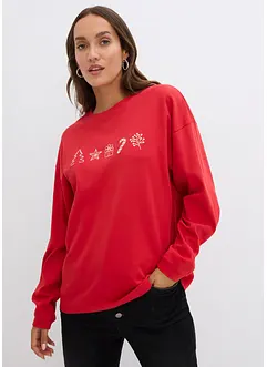 Kerst longsleeve met borduursel, oversized, bonprix