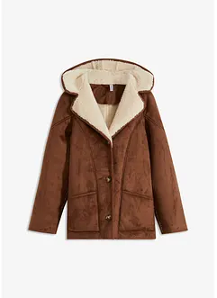 Shearling jas met capuchon, bonprix