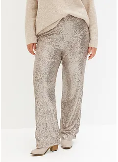 Jersey broek met pailletten, bonprix