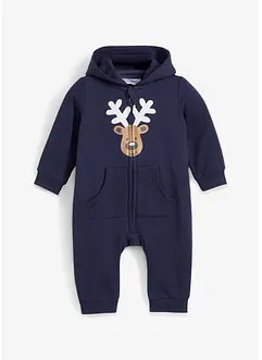 Baby sweat jumpsuit met kerstmotief van biologisch katoen, bonprix