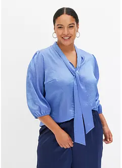 Glanzende blouse met strik, bonprix