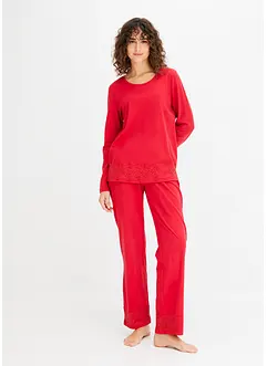 Pyjama van zacht katoen met kant (2-dlg. set), bonprix