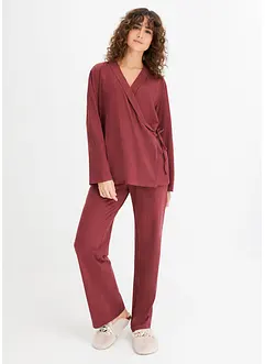 Pyjama met sjaalkraag van zacht katoen (2-dlg. set), bonprix