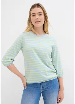 Gestreept shirt van biologisch katoen met 3/4 mouwen, bonprix