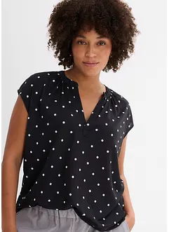 Henley shirt in een viscosemix met korte mouwen, bonprix