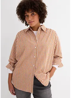 Oversized geruite blouse met pofmouwen, bonprix