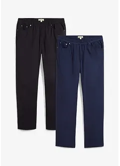 Regular fit instapbroek van katoen, straight (set van 2), bonprix