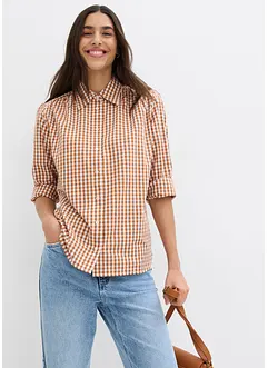 Oversized geruite blouse met pofmouwen, bonprix