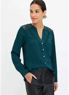 Crêpe blouse met kant, bonprix