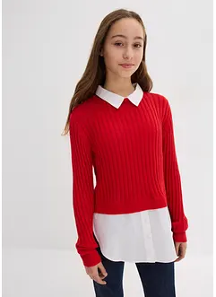 Fijn gebreide trui met blouse-inzet, bonprix