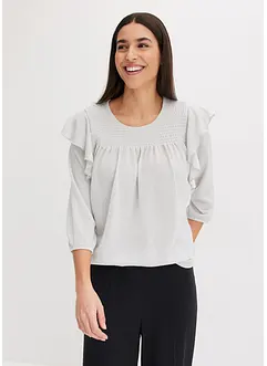 3/4 mouw volant shirt met lurex, bonprix