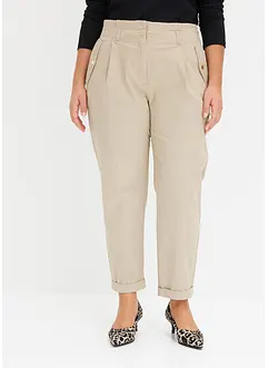 Lichte twill broek in paperbag stijl, bonprix