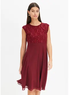 Chiffon jurk met kant en geborduurde pailletten, bonprix