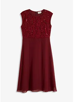 Chiffon jurk met kant en geborduurde pailletten, bonprix