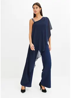 One-shoulder jumpsuit met band en strasversiering, bonprix