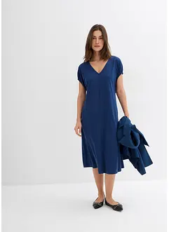 Jersey jurk met V-hals in een viscosemix, bonprix