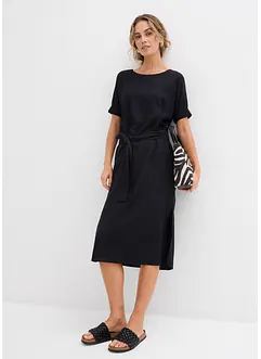 Midi jurk met elastische boorden aan de mouwen en riem, bonprix
