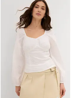 Blouse van katoen met broderie anglaise, bonprix